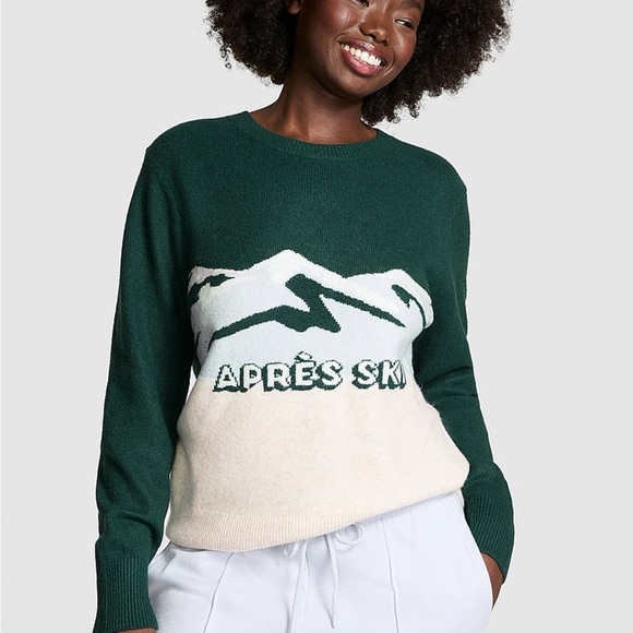 PINK Victoria's Secret Sweaters - PINK Victoria's Secret Green and Cream Ski Sweater